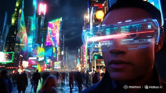 Cyberpunk City: Augmented Reality Glasses in Action – AI Generated Video | Hailuo AI