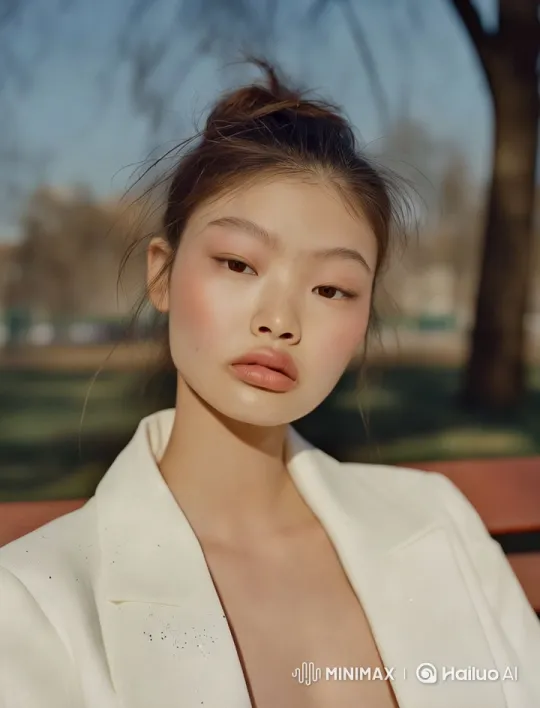 Elegant Protagonist in Serene Park Setting – AI Generated Video | Hailuo AI