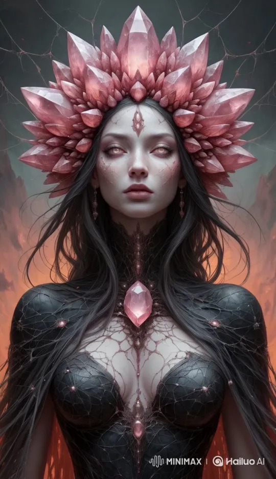 Mystical Figure with Glittering Crown in Ethereal Smoky Background – AI Generated Video | Hailuo AI