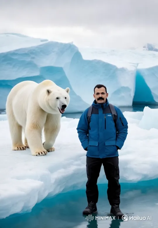 Polar Bear and Man Bond in Majestic Arctic Scene – AI Generated Video | Hailuo AI