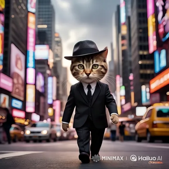 Stylish Cat in a Bustling Cityscape – AI Generated Video | Hailuo AI