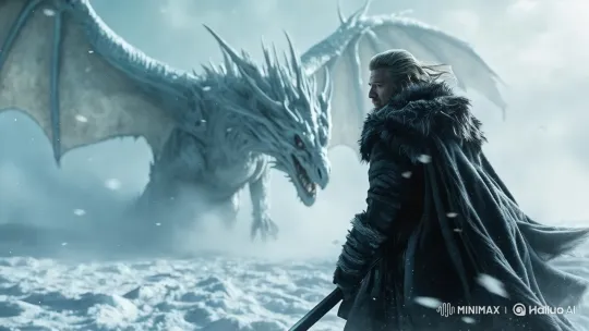 Warrior Faces Majestic Dragon in Photorealistic Fantasy Battle – AI Generated Video | Hailuo AI