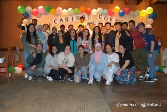 Caribou Coffee Celebration: Smiles, Playful Fight, and Joyful Dance – AI Generated Video | Hailuo AI
