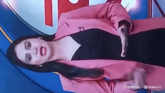 Dynamic Tracking Shot of Woman Presenting in News Studio – AI Generated Video | Hailuo AI