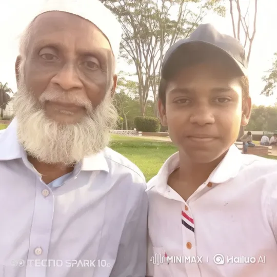 Affectionate Moment Between Elderly and Younger Person in Park – AI Generated Video | Hailuo AI