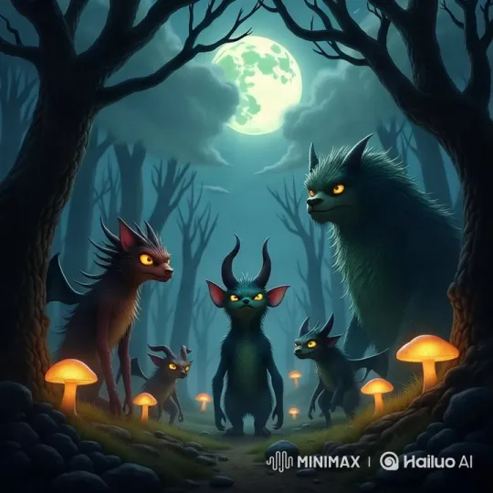 Mystical Forest Pulse: Creatures of Shadow and Light – AI Generated Video | Hailuo AI