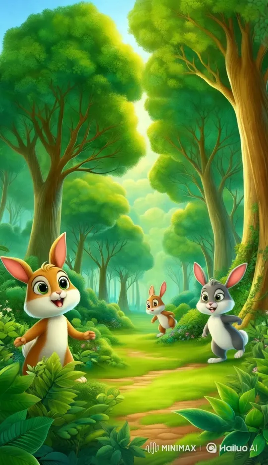 Rabbits Begin Enchanting Forest Adventure – AI Generated Video | Hailuo AI