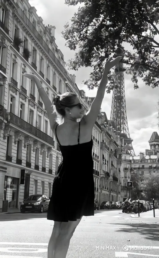 Graceful Woman Amidst Parisian Elegance – AI Generated Video | Hailuo AI