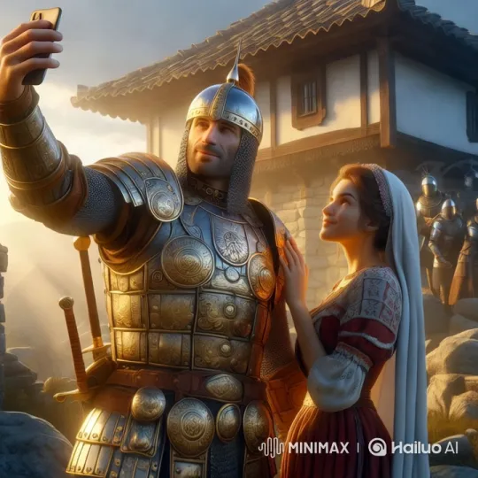 Medieval Knight and Lady Take Aesthetic Selfie – AI Generated Video | Hailuo AI