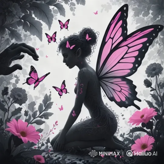 Mystical Fairy Girl in Enchanted Monochromatic Garden – AI Generated Video | Hailuo AI