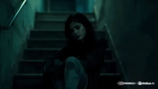 Eerie Stairwell Scene with Distressed Subject – AI Generated Video | Hailuo AI