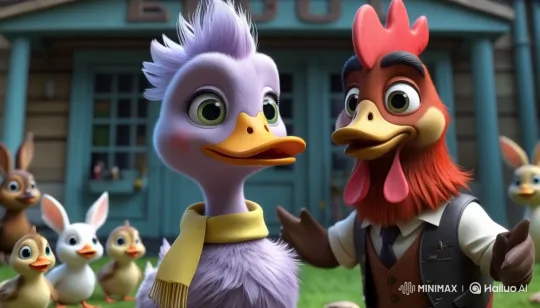 Purple Duck Elío Surprises Animals at School in Live2D Animation – AI Generated Video | Hailuo AI