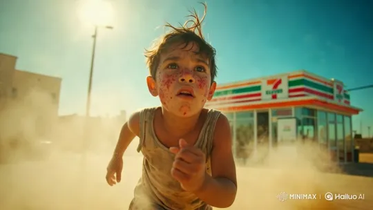Boy Walks to 7-Eleven for Relief Under Scorching Sun – AI Generated Video | Hailuo AI