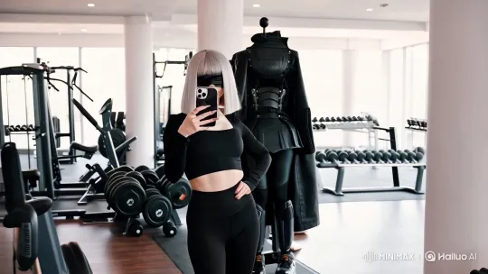 Instagram Model Mimics 2B in Ultra-Realistic Gym Video – AI Generated Video | Hailuo AI
