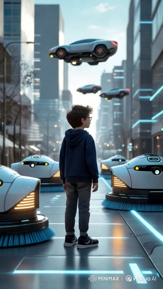 Teen Evades Robots in Futuristic Alley Chase – AI Generated Video | Hailuo AI