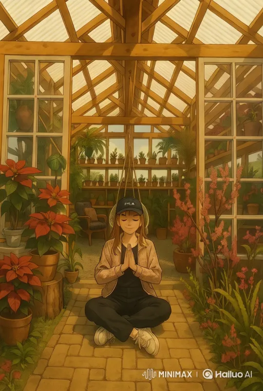 Greenhouse Meditation: A Serene Escape – AI Generated Video | Hailuo AI