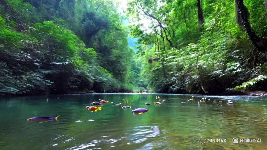 Underwater Serenity: A River's Colorful Dance – AI Generated Video | Hailuo AI