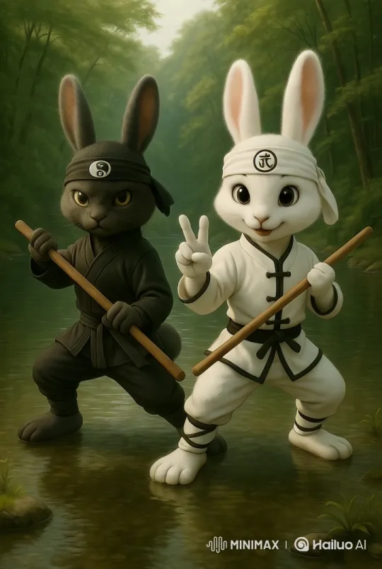 Anthropomorphic Rabbits Chase in Shaolin Style – AI Generated Video | Hailuo AI