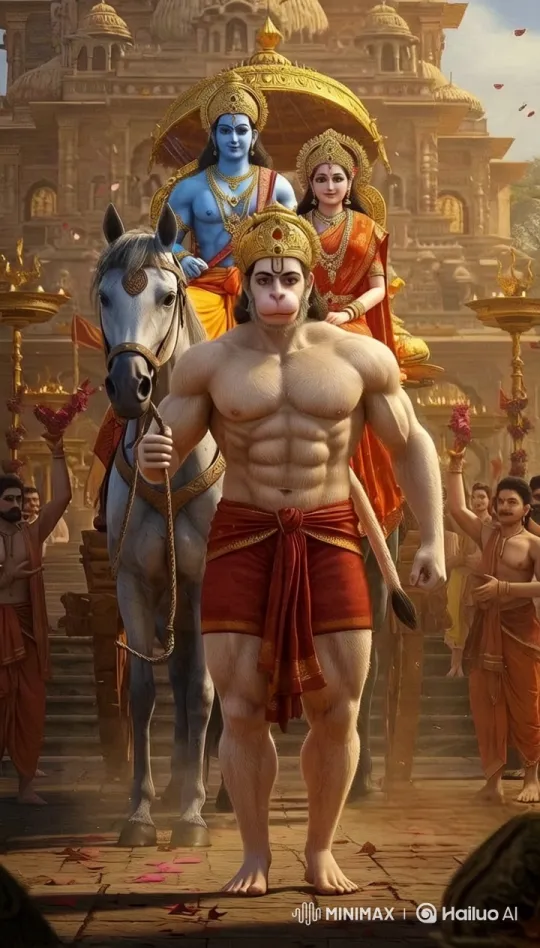 Divine Grace: Hanuman Meets Ram and Sita – AI Generated Video | Hailuo AI