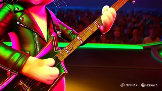3D Animated Rock Cat Shreds in Stunning 4K Music Video – AI Generated Video | Hailuo AI
