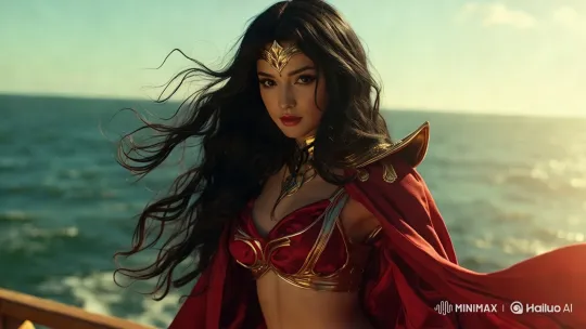 Radiant Beauty Captivates in Serene Ocean Setting – AI Generated Video | Hailuo AI