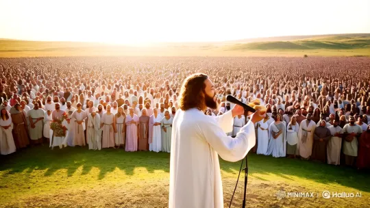 Jesus Preaches and Miraculously Feeds a Crowd – AI Generated Video | Hailuo AI