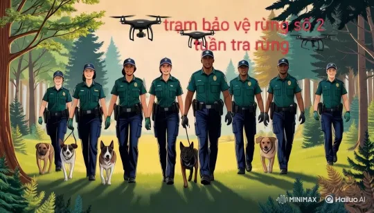 Forest Rangers and Drones Patrol Lush Green Forest – AI Generated Video | Hailuo AI