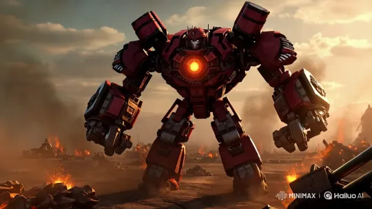 Mechanized Ironhide Knuckles Stands Resolute in War-Torn Landscape – AI Generated Video | Hailuo AI