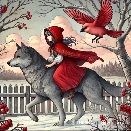 Girl and Wolf on Enchanted Winter Journey – AI Generated Video | Hailuo AI