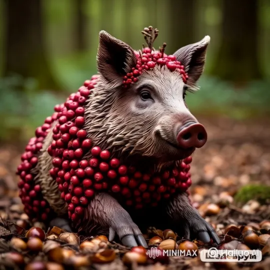 Boar Fights Off Wolves, Eats Berries in Forest – AI Generated Video | Hailuo AI