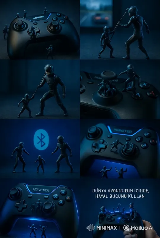 Mini Sci-Fi Figures Explore Monster Controller in Cinematic Short – AI Generated Video | Hailuo AI
