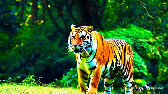 Majestic Tiger Prowls Through Lush Jungle – AI Generated Video | Hailuo AI