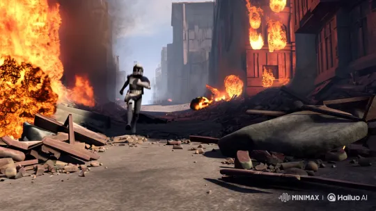 Star Wars Clone Trooper Sprinting Through Chaotic Battle – AI Generated Video | Hailuo AI