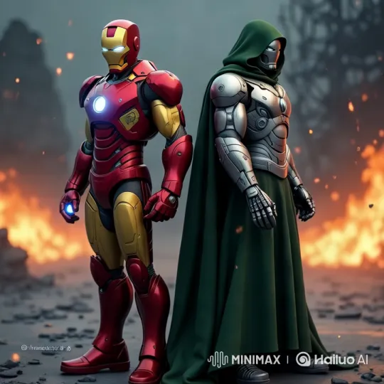 Iron Man and Doctor Doom in War-Torn Standoff – AI Generated Video | Hailuo AI