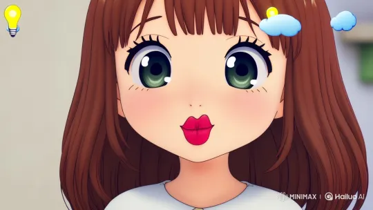 Cartoon Girl Deliberates with Playful Gestures – AI Generated Video | Hailuo AI