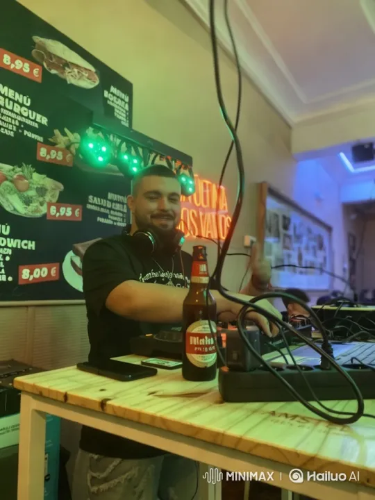 DJ Performance in a Lively Venue with Vibrant Lighting – AI Generated Video | Hailuo AI