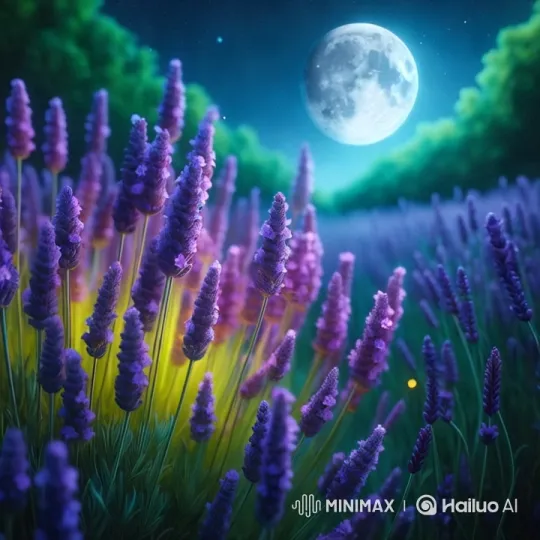 Tranquil Night: Moonlit Purple Flowers in Motion – AI Generated Video | Hailuo AI