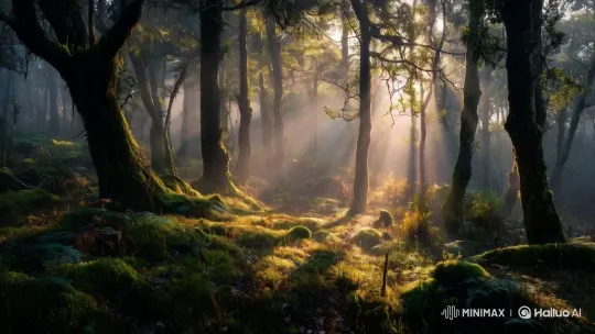 Enchanted Forest Morning Magic with Glowing Moss – AI Generated Video | Hailuo AI