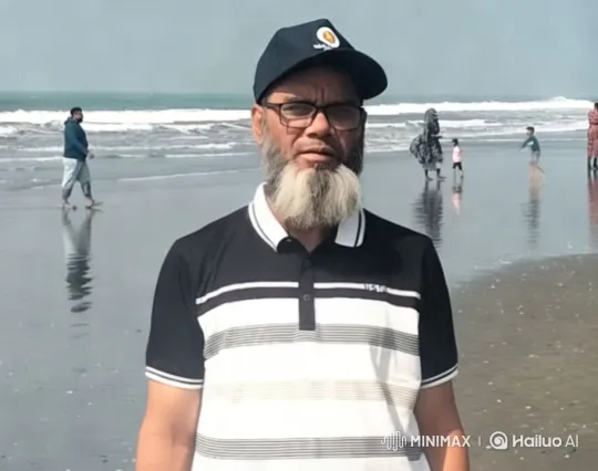 Md Khorshed Alam Walks on Cox's Bazar Shoreline – AI Generated Video | Hailuo AI