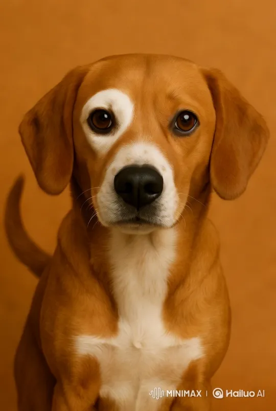 Caramel-Colored Dog in Warm Orange Setting – AI Generated Video | Hailuo AI