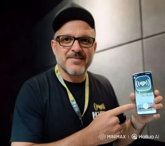 Man Demonstrates Smartphone App in Modern Setting – AI Generated Video | Hailuo AI