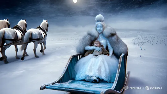 Icy Beauty and the Chilled Child: A Snow Queen Tale – AI Generated Video | Hailuo AI