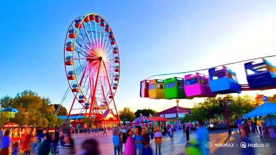 Vibrant Amusement Park: A Day of Joy and Wonder – AI Generated Video | Hailuo AI