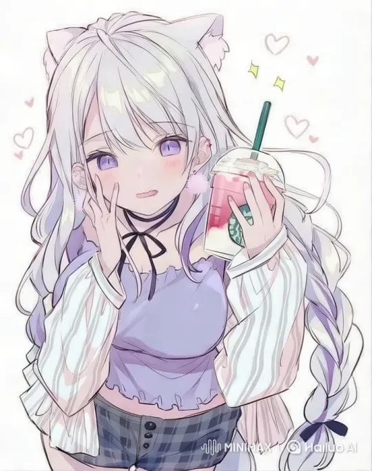 Lavender-haired Girl Sips Boba with Whimsical Charm – AI Generated Video | Hailuo AI
