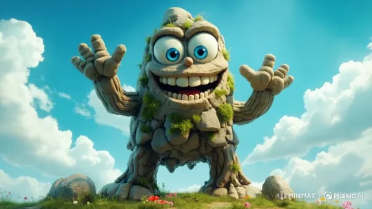 Stone Creature Joyfully Dancing in Live2D Animation – AI Generated Video | Hailuo AI