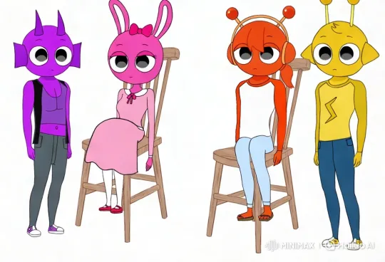 Colorful Characters Chase in Minimalist Setting – AI Generated Video | Hailuo AI