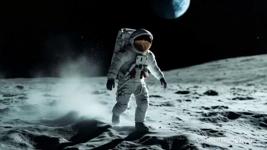 Astronaut's Majestic Moon Walk with Earth in View – AI Generated Video | Hailuo AI