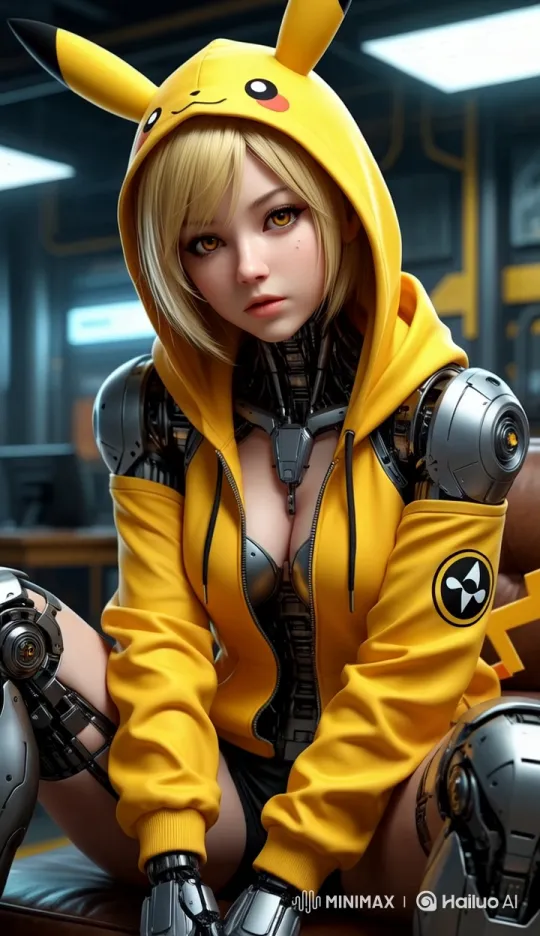 Robotic Character in Yellow Hoodie with Live2D Animation – AI Generated Video | Hailuo AI