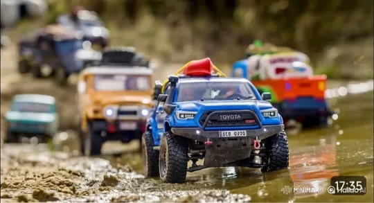 RC Cars Navigate Muddy Terrain in Dynamic Display – AI Generated Video | Hailuo AI