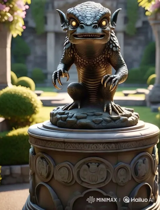 Mythical Creature Statue Comes Alive in Enchanted Garden – AI Generated Video | Hailuo AI